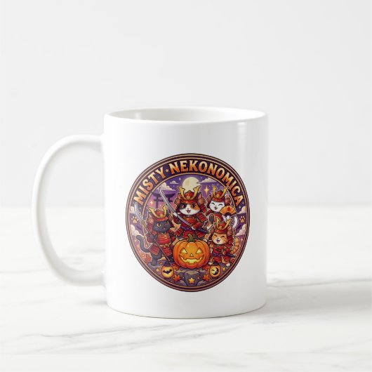 MISTY NEKONOMICA Halloween Samurai Cat Anime Mug コーヒーマグカップ (左)
