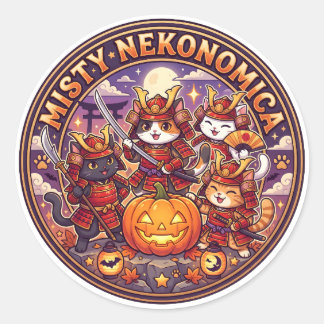 MISTY NEKONOMICA Halloween Samurai Cat Round Stick ラウンドシール