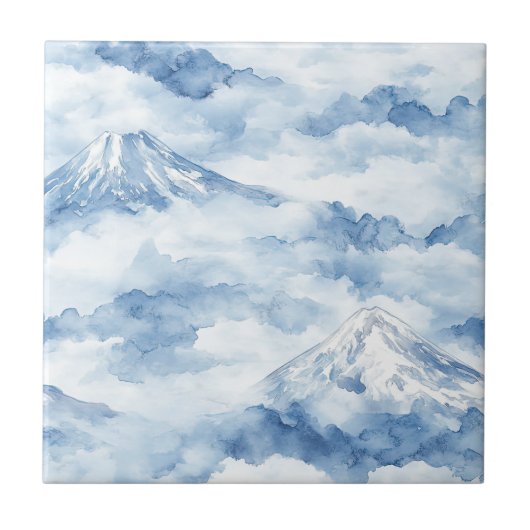 Misty Peaks – 水彩山岳風景画 (10) タイル (正面)