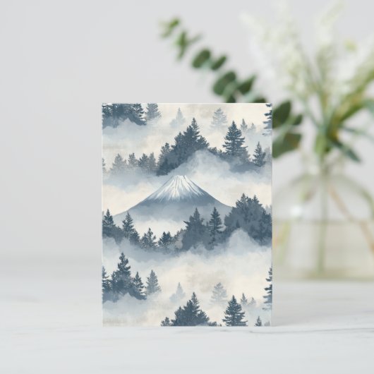 Misty Peaks – 水彩山岳風景画 (2) ポストカード (スタンド正面)