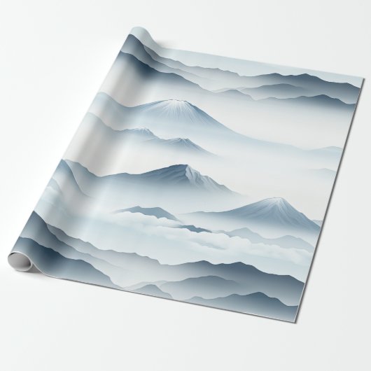 Misty Peaks – 水彩山岳風景 (4) ラッピングペーパー (アンロールド)