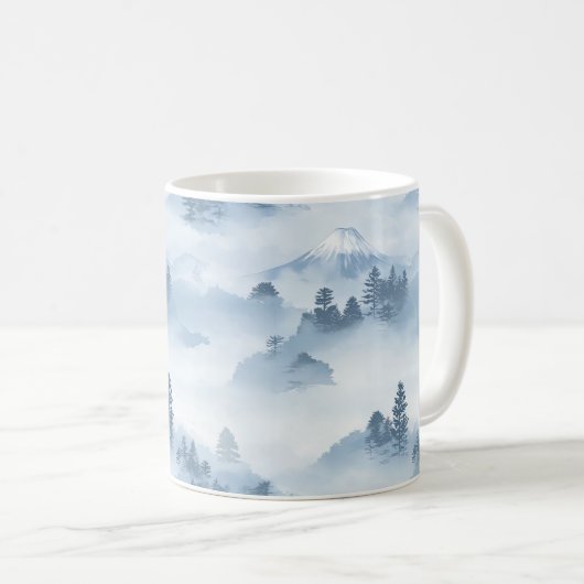 Misty Peaks – 水彩山岳風景 (5) コーヒーマグカップ (正面右)