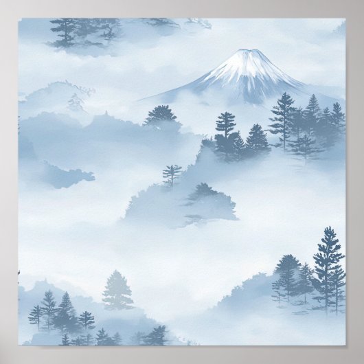 Misty Peaks – 水彩山岳風景 (5) ポスター (正面)