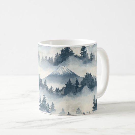 Misty Peaks – 水彩画の山の風景 (2) コーヒーマグカップ (正面右)