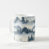 Misty Peaks – 水彩画の山の風景 (2) コーヒーマグカップ (正面左)