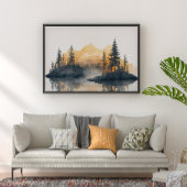 Misty Peaks Zen Minimalist Wall Art ポスター