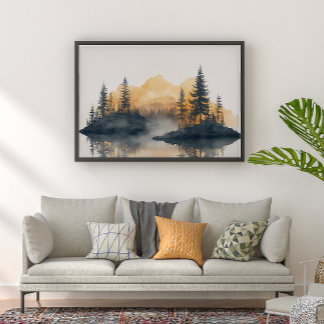 Misty Peaks Zen Minimalist Wall Art ポスター
