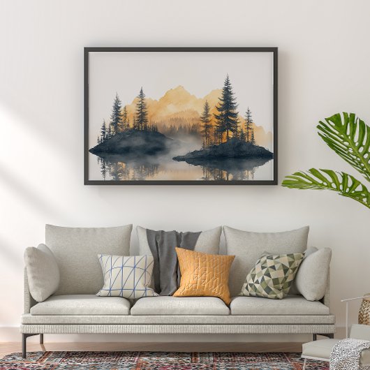 Misty Peaks Zen Minimalist Wall Art ポスター