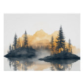 Misty Peaks Zen Minimalist Wall Art ポスター (正面)