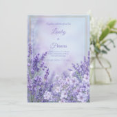 Misty Periwinkle Romantic Botanical Frame Wedding 招待状 (スタンド正面)
