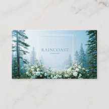 Misty Pine Forest White Wildflower Clean Frame
