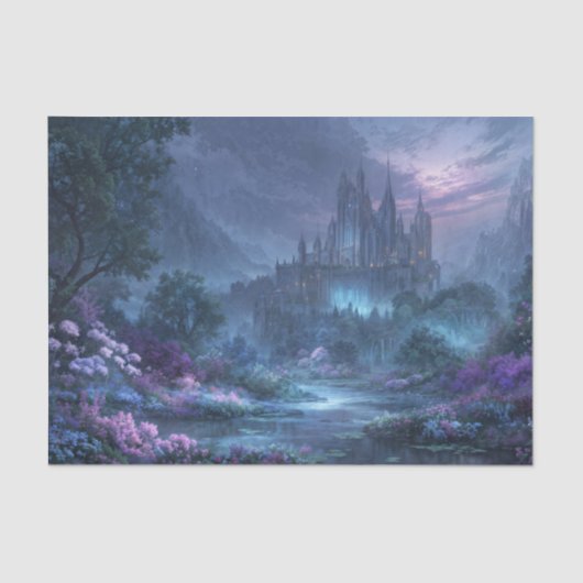 Misty Purple Floral Gothic Spire Castle 薄葉紙 (正面)