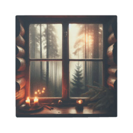 Misty Rain Over Forest – Rustic Metal Wall Scene メタルプリント
