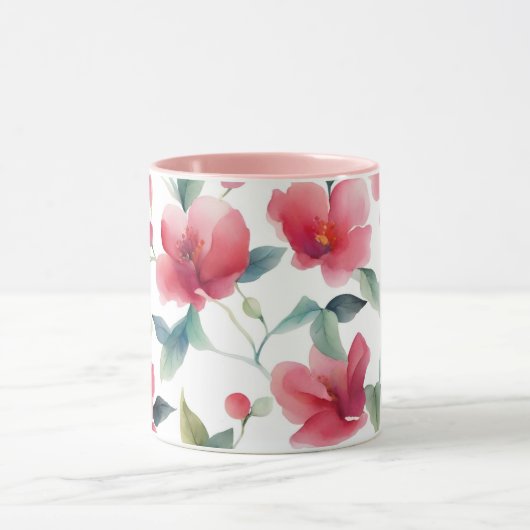 Misty Red Floral Pattern マグカップ (中央)