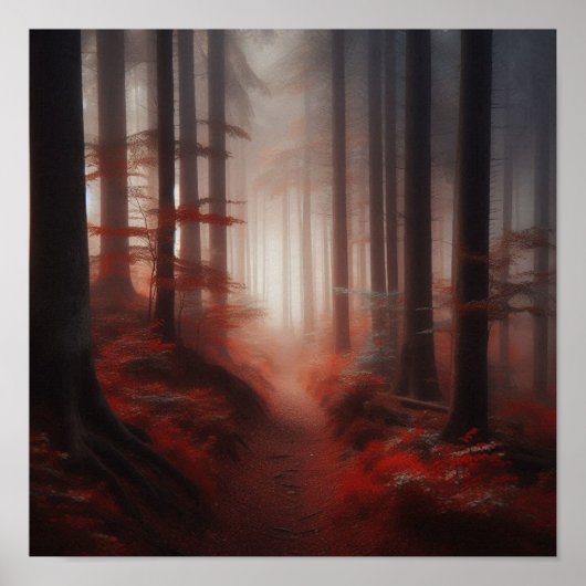 Misty Red Forest Trail of Silence – Autumn Poster  ポスター (正面)