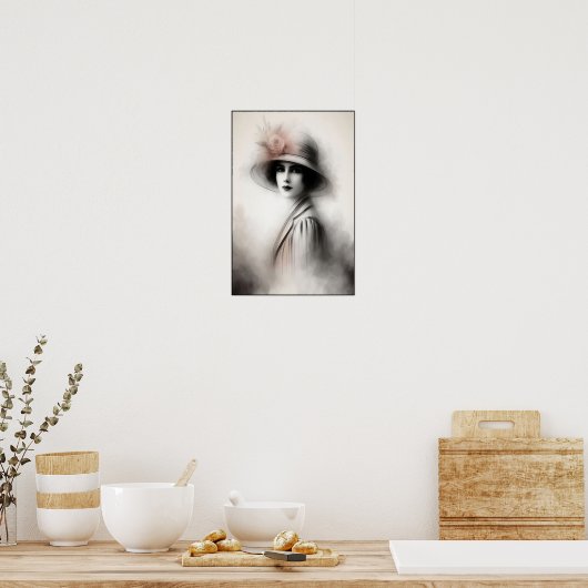 Misty Retro Portrait of Elegance ポスター (キッチン)