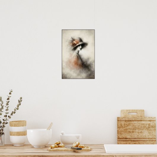 Misty Retro Portrait of Elegance ポスター (キッチン)