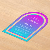 Misty rose and light sky blue gradient wedding アクリル招待状 (レイダウン)