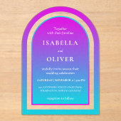 Misty rose and light sky blue gradient wedding アクリル招待状 (正面)