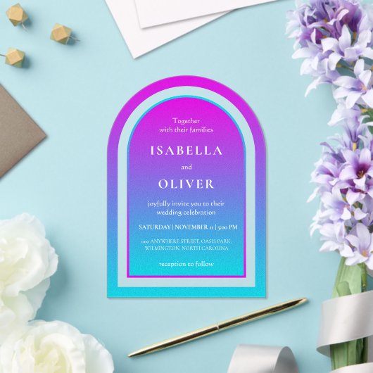 Misty rose and light sky blue gradient wedding アクリル招待状 (インサイチュ (ウェディング))