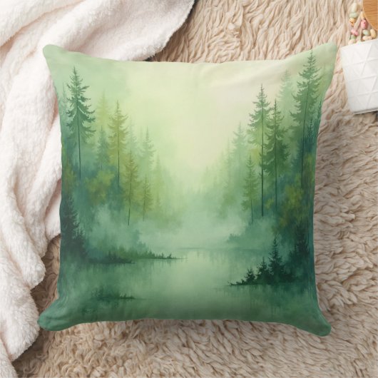 Misty Sage Abstract - Organic Modern クッション (ブランケット)