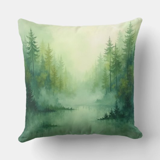 Misty Sage Abstract - Organic Modern クッション (裏面)