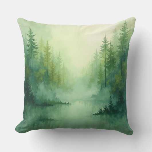 Misty Sage Abstract - Organic Modern クッション (正面)