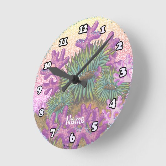 Misty Sea Coral Seashell clock  ラウンド壁時計 (傾斜)