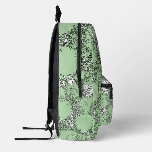Misty Shamrocks Backpack – Chic & Artistic Green プリントバックパック (左)