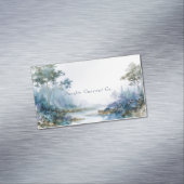 Misty Teal Forest Gold Sparkle Landscape マグネット名刺 (インサイチュ)