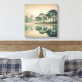 Misty Tranquil Lake View – Canvas Wall Art キャンバスプリント (インサイチュ (寝室))