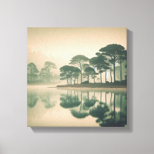 Misty Tranquil Lake View – Canvas Wall Art キャンバスプリント (正面)