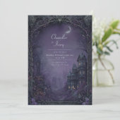 Misty Violet Moonlit Gothic Manor Wedding 招待状 (スタンド正面)