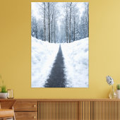 Misty Winter Forest Path Canvas キャンバスプリント (インサイチュ (リビング))