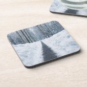 Misty Winter Forest Path Winter Landscape コースター (左側)