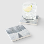 Misty Winter Forest Path Winter Landscape ストーンコースター (横)