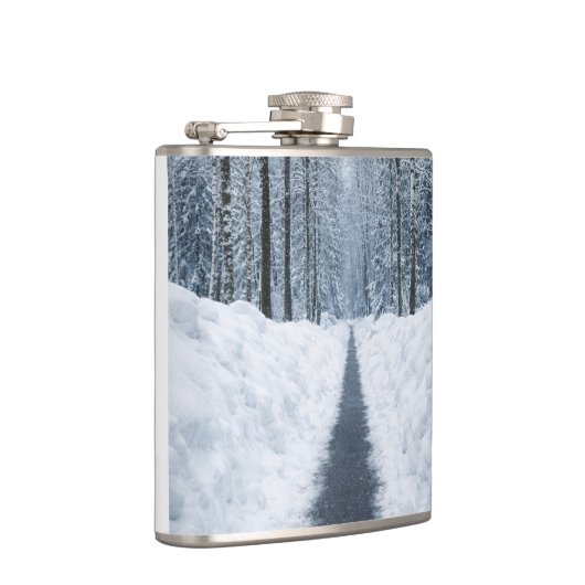 Misty Winter Forest Path Winter Landscape フラスク (右)