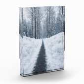 Misty Winter Forest Path Winter Landscape Poster フォトブロック (左)