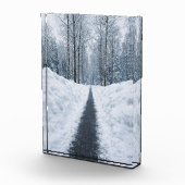 Misty Winter Forest Path Winter Landscape Poster フォトブロック (右)