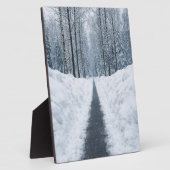 Misty Winter Forest Path Winter Landscape Poster フォトプラーク (側面)