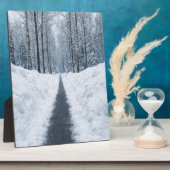 Misty Winter Forest Path Winter Landscape Poster フォトプラーク (側面)