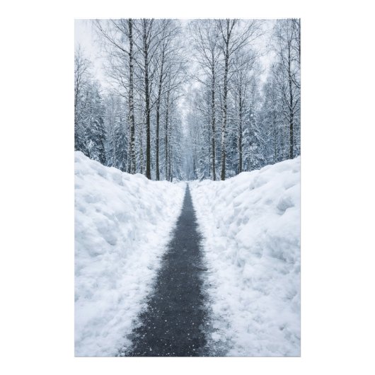 Misty Winter Forest Path Winter Landscape Poster フォトプリント (正面)