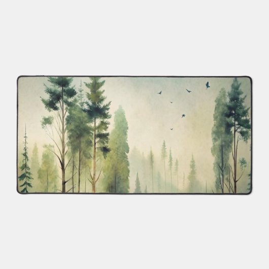 Misty Woodland Evergreen Forest デスクマット (正面)