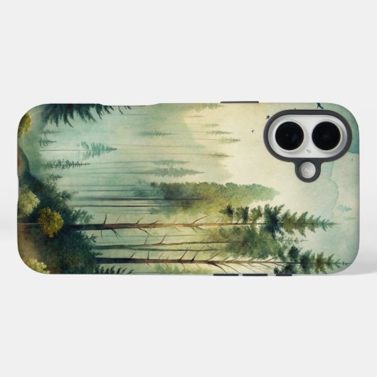 Misty Woodland Evergreen Forest Case-Mate iPhoneケース (裏面 (横))