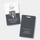 Mitarbeiter Foto-ID Weiß Schwarzgrau Ausweis バッジ (正面&裏面)