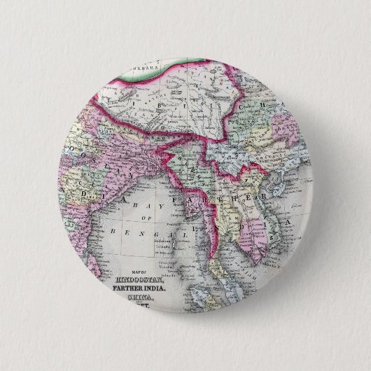Mitchellの地図|インド、チベット、中国及びSEアジア 缶バッジ (正面)