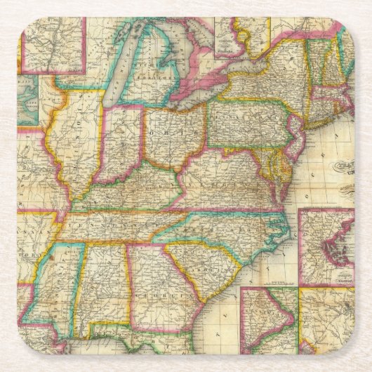 Mitchellの旅行者ガイド スクエアペーパーコースター (正面)