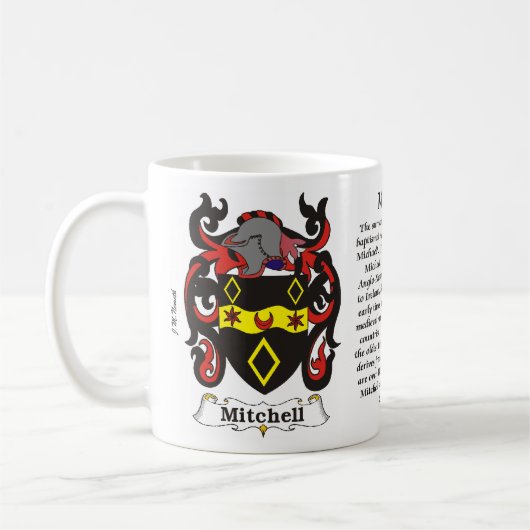 Mitchell家族の紋章付き外衣マグ コーヒーマグカップ (左)