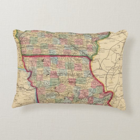 Mitchell著アイオワ、ミズーリの地図 アクセントクッション (裏面)