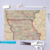 Mitchell著アイオワ、ミズーリの地図 薄葉紙 (クラフト)